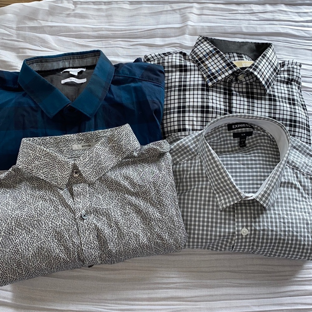 Men’s Dress Shirt LOT (4) Express, Calvin Klein,MK